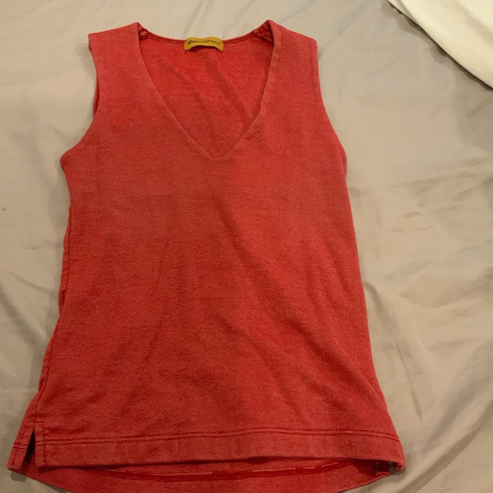 Red Semi Cropped Vintage 90s Tank Top